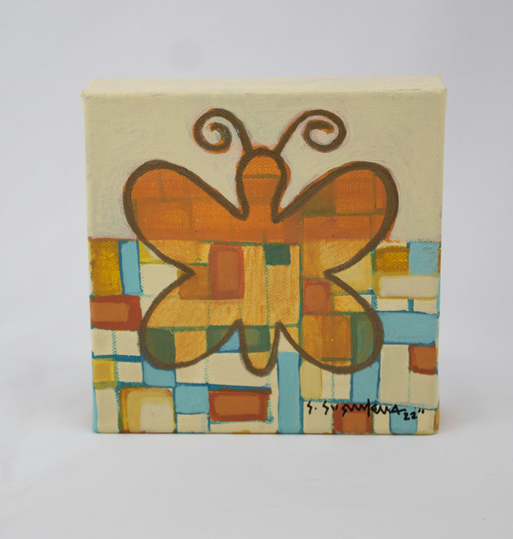 Yellow Butterfly Painting by Sheryl Susunkewa, Hopi