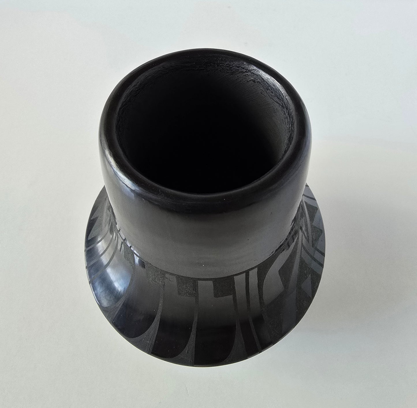Small Green on Black Jar by Eric Fender (Than Tsideh) - San Ildefonso