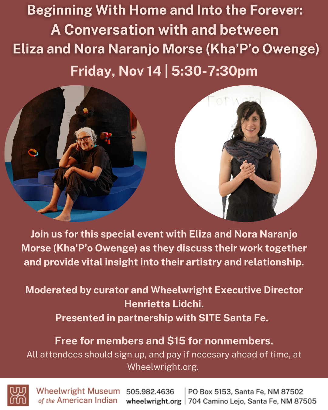 Beginning With Home and Into the Forever: A Conversation with and between Eliza and Nora Naranjo Morse Nov. 14