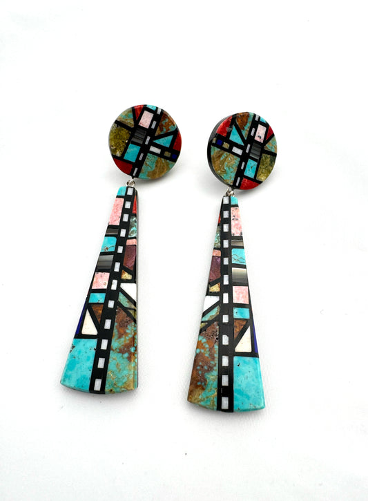 Inlaid Mosaic Earrings by Chris Nieto (Santo Domingo)