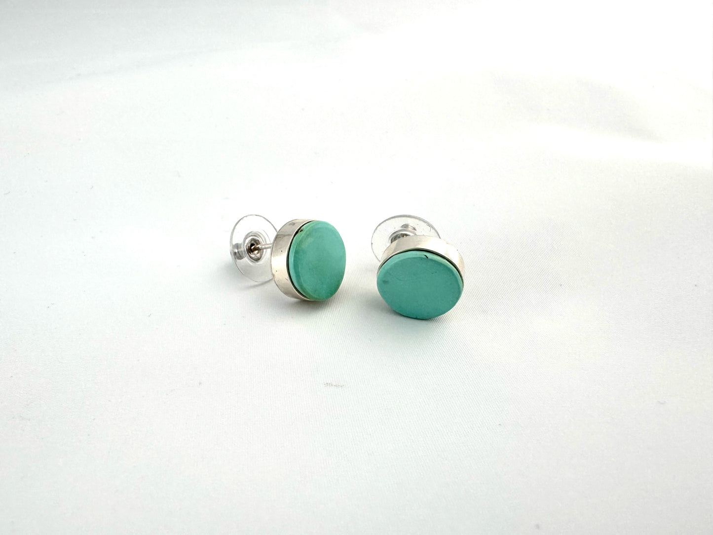 Silver and turquoise studs by Causanda Dukepoo (Taos)