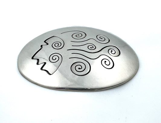"Curley" sterling silver pin by Norbert Peshlakai, Navajo