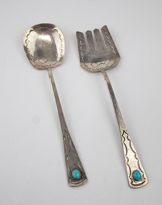 Sterling Silver Serving Set by Helen and Chee Yazzie, Navajo