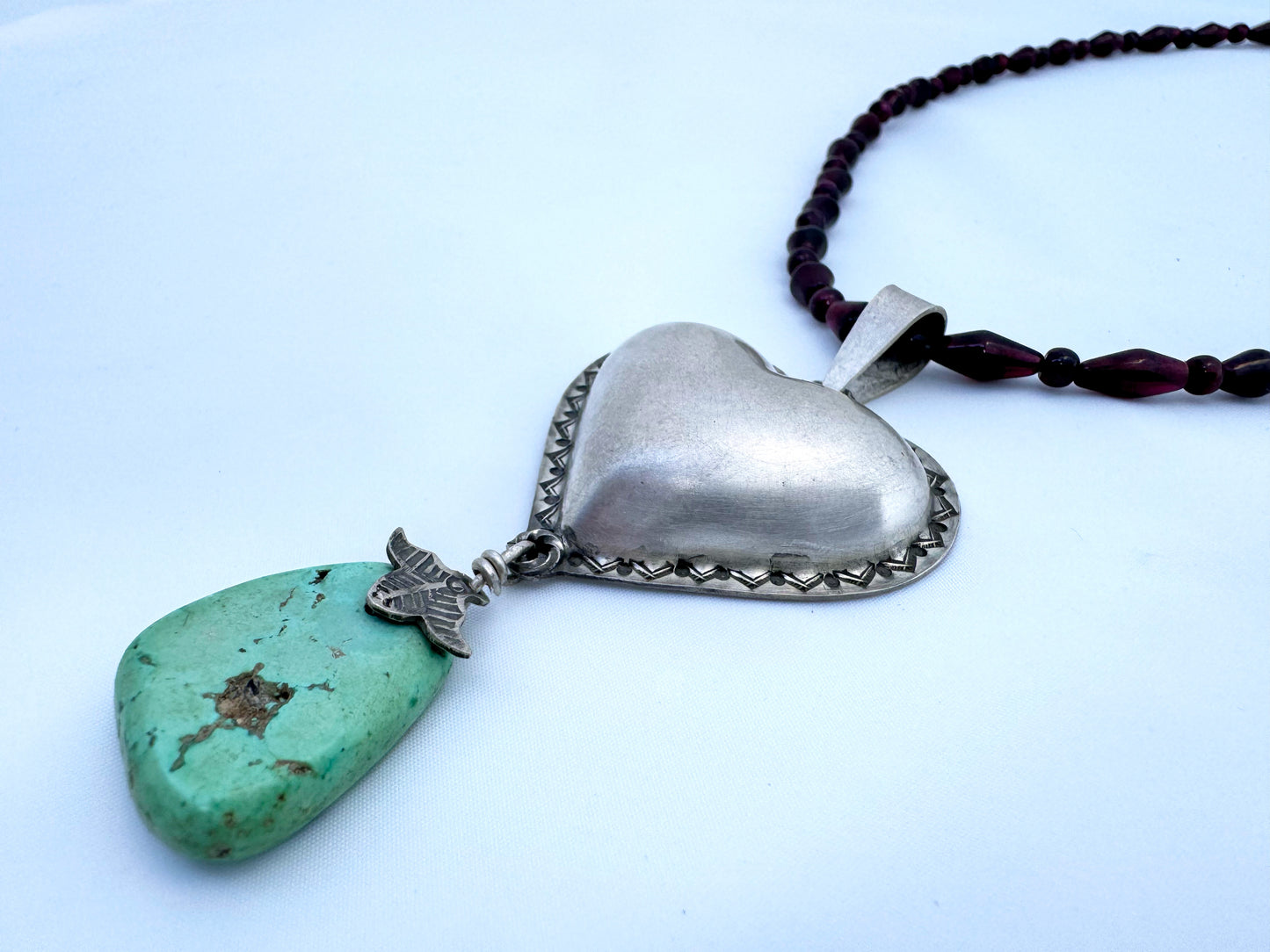 "Puffy Heart" neckalace by Liz Wallace (Maidu, Washoe, Navajo)