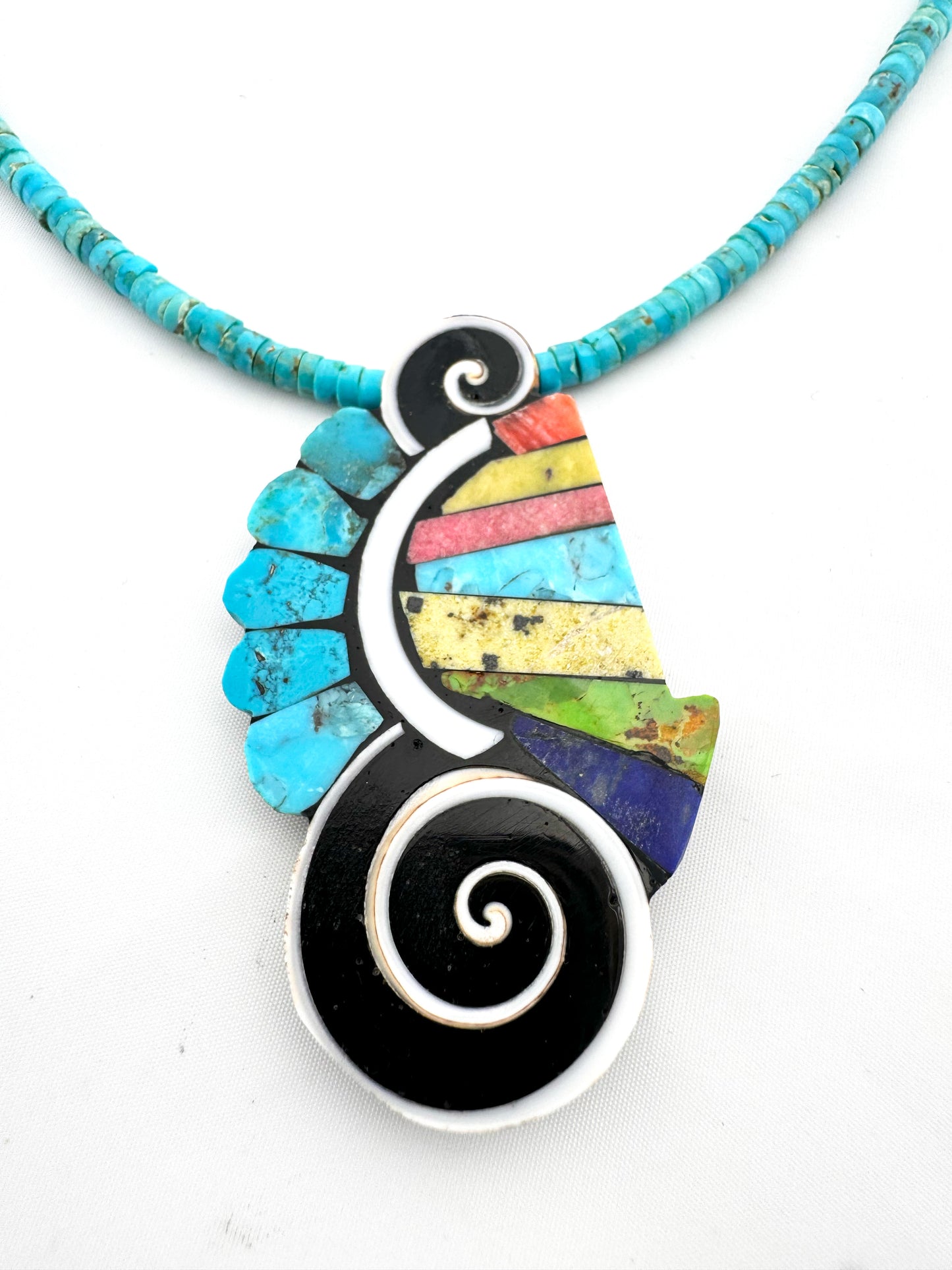 Mosaic Flower Necklace by Mary Tafoya (Santo Domingo)