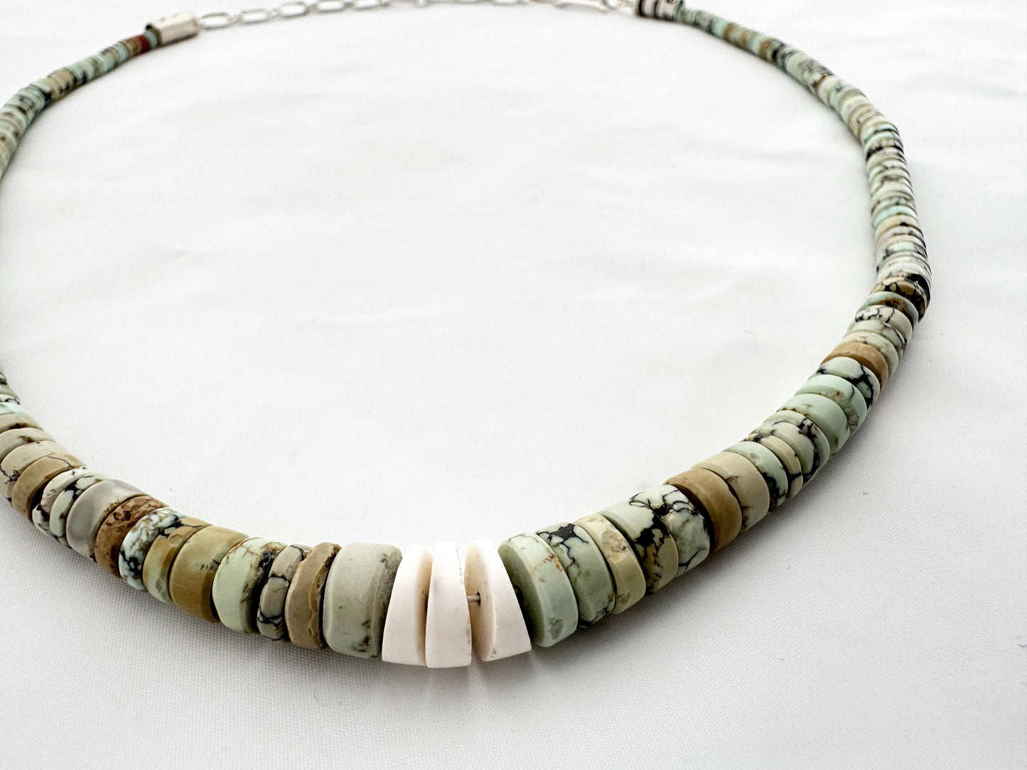 Varicite Heishi Necklace by Cheyenne Grabiec (Navajo)