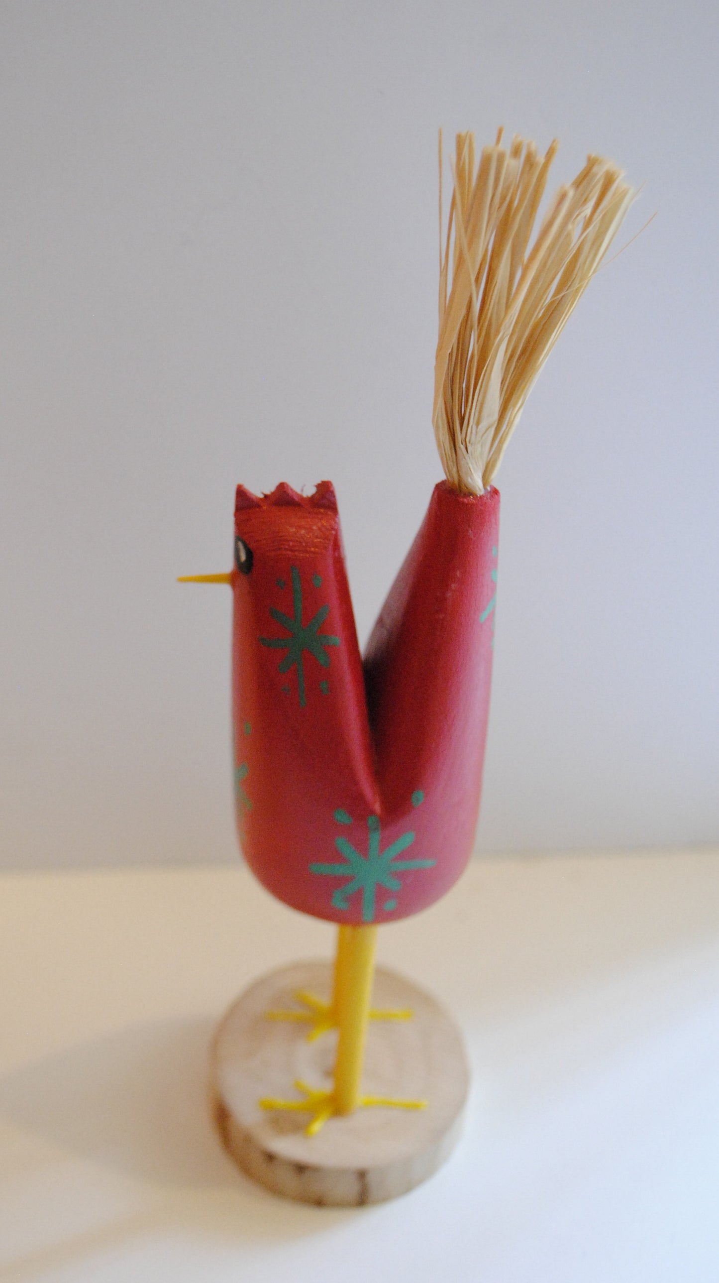 Red Chicken Figurine by Charlene Watchman - Navajo