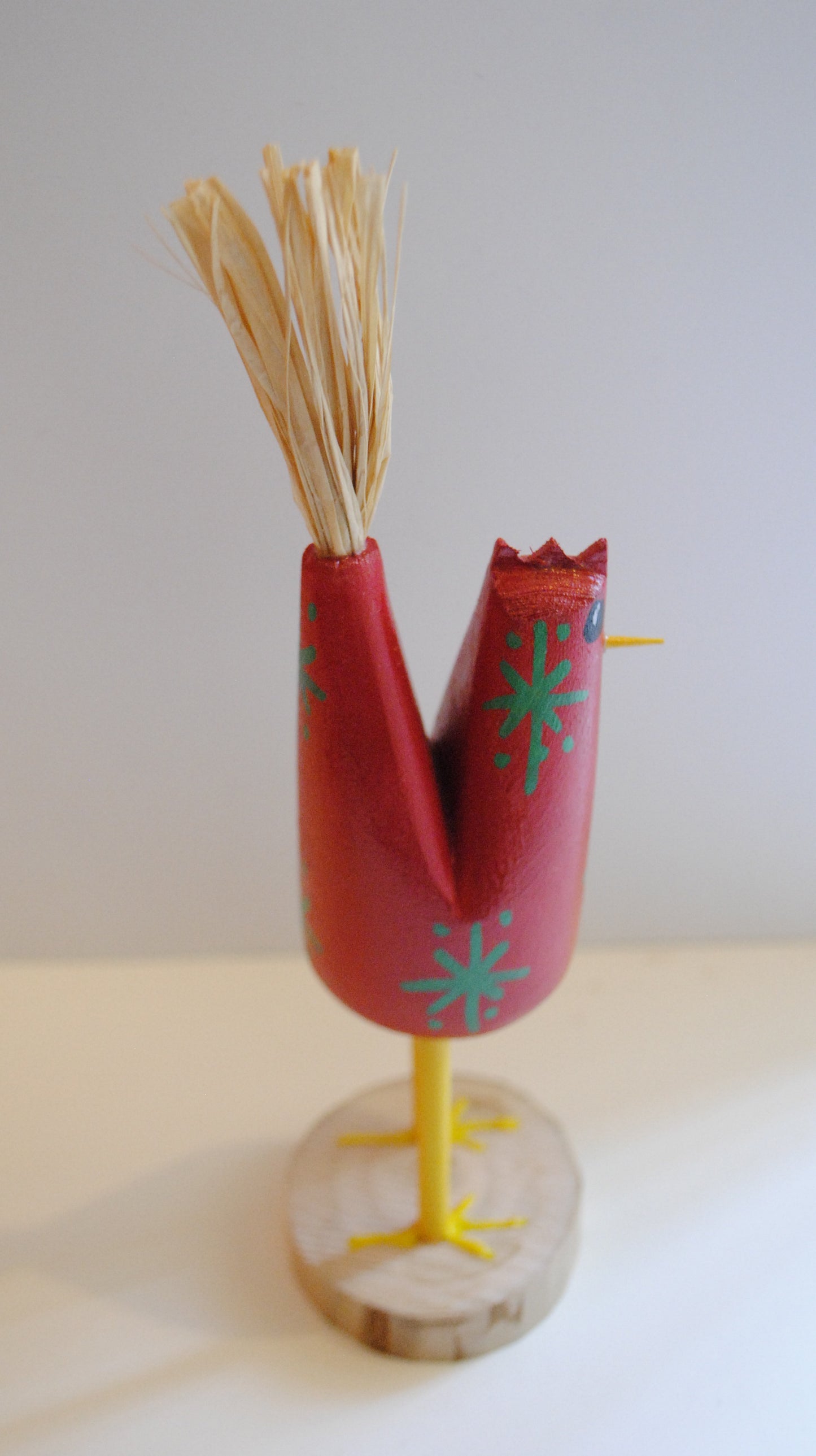 Red Chicken Figurine by Charlene Watchman - Navajo