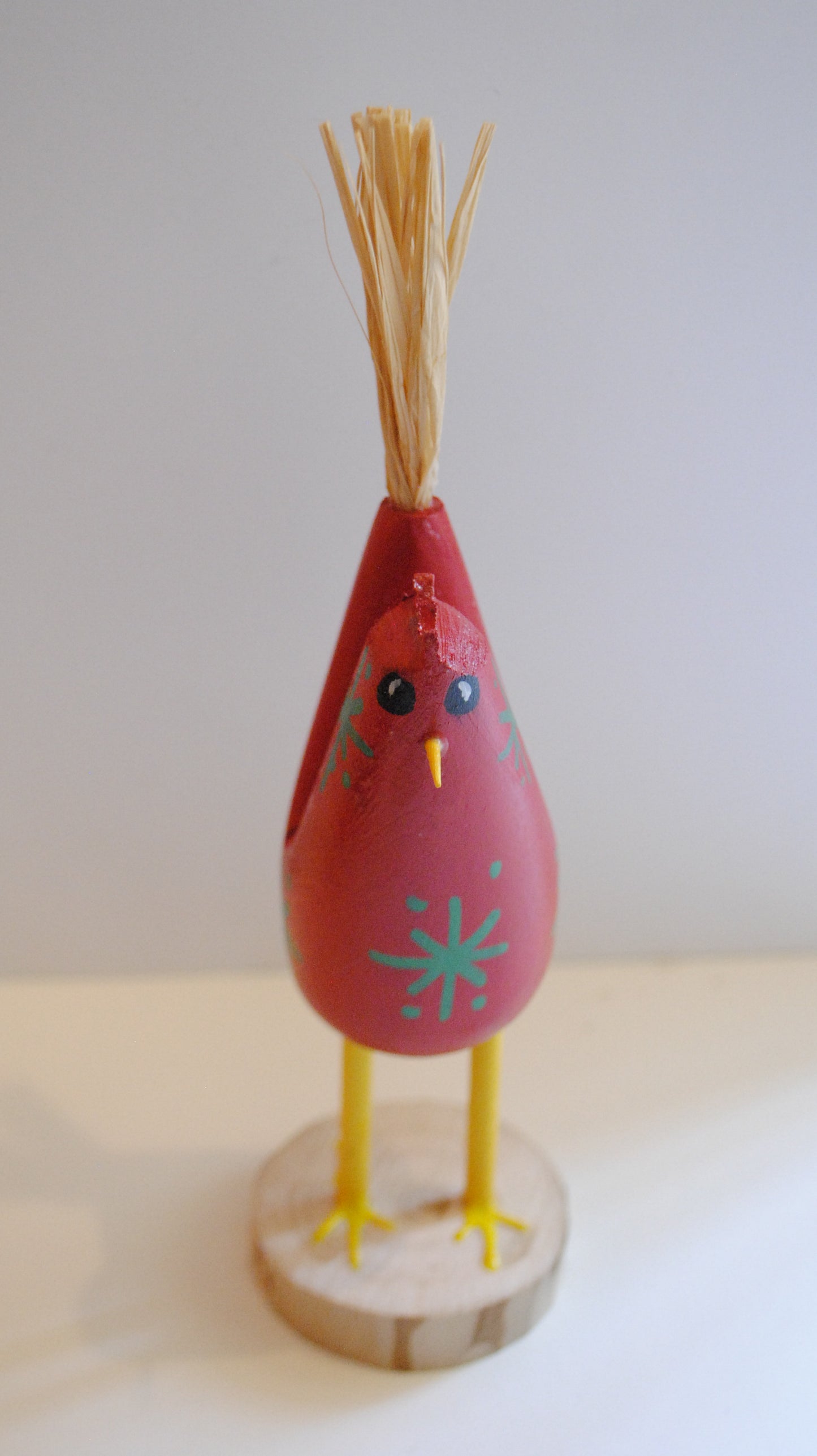 Red Chicken Figurine by Charlene Watchman - Navajo