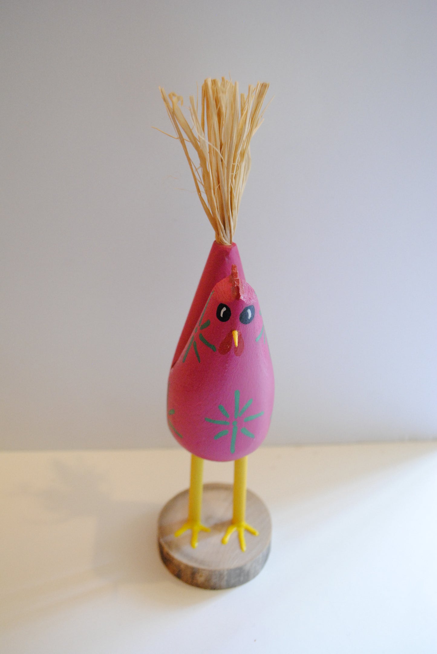 Pink Chicken Figurine by Charlene Watchman - Navajo