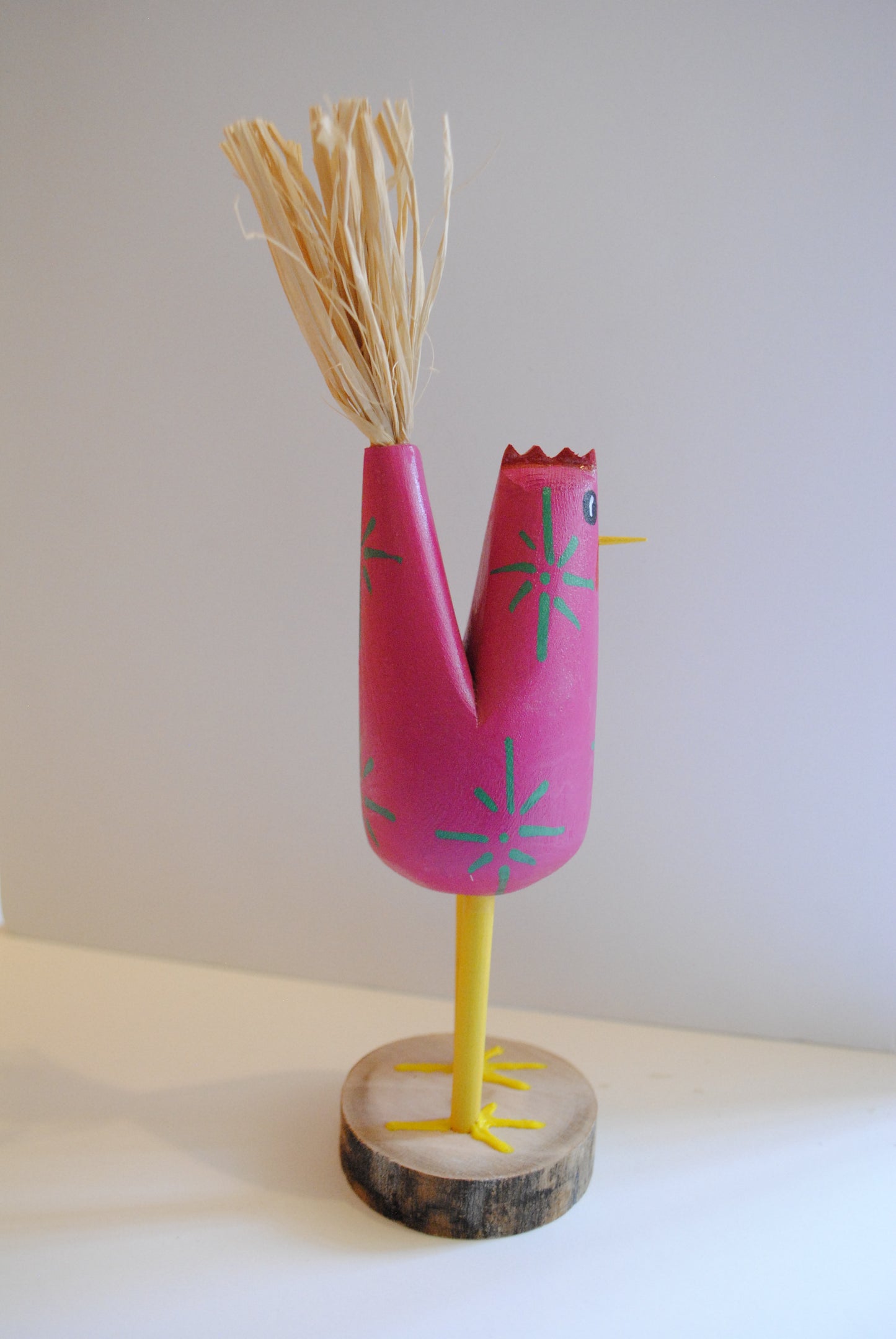 Pink Chicken Figurine by Charlene Watchman - Navajo