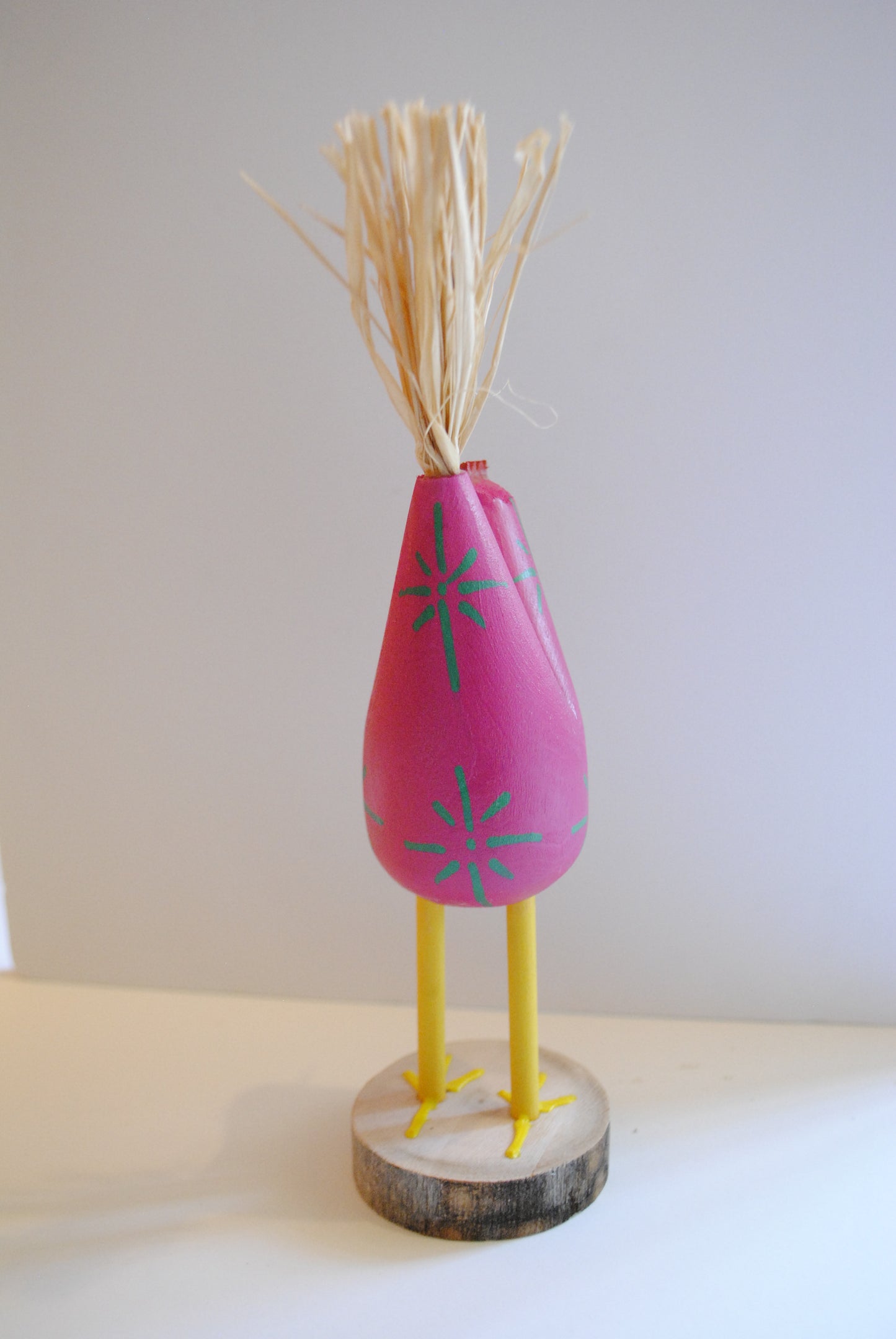 Pink Chicken Figurine by Charlene Watchman - Navajo