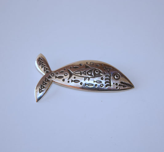 "Fishy" Pin by Norbert Peshlakai - Navajo