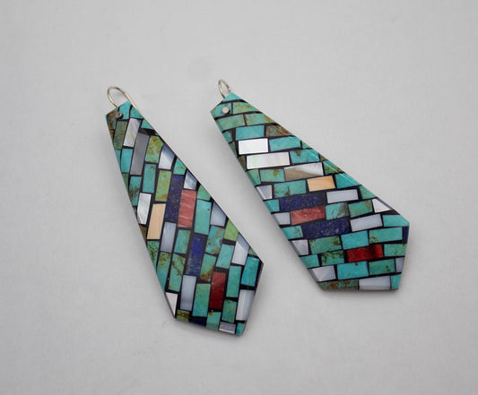 Mixed mosaic earrings by Charlene Reano