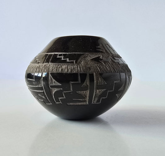 Small Open-Neck Blackware Bowl by Geri Naranjo - Santa Clara