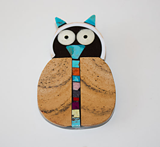 "Owl/Cat" Pin by Mary Tafoya - Santo Domingo