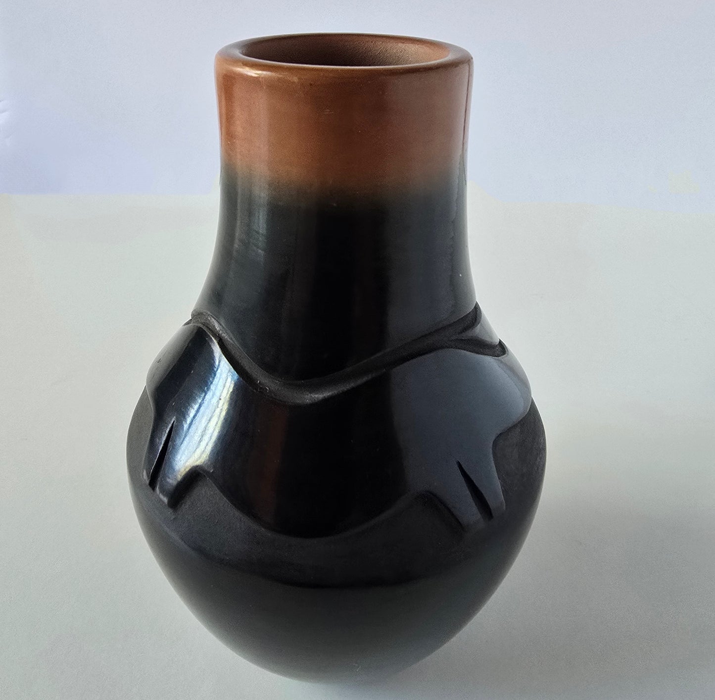 Blackware Vase-Shaped Jar by Dora Tse Pe(d) - San Ildefonso