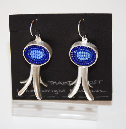 Squash Blossom Earrings with Inlay of Beads by Wendy Boivin - Menominee